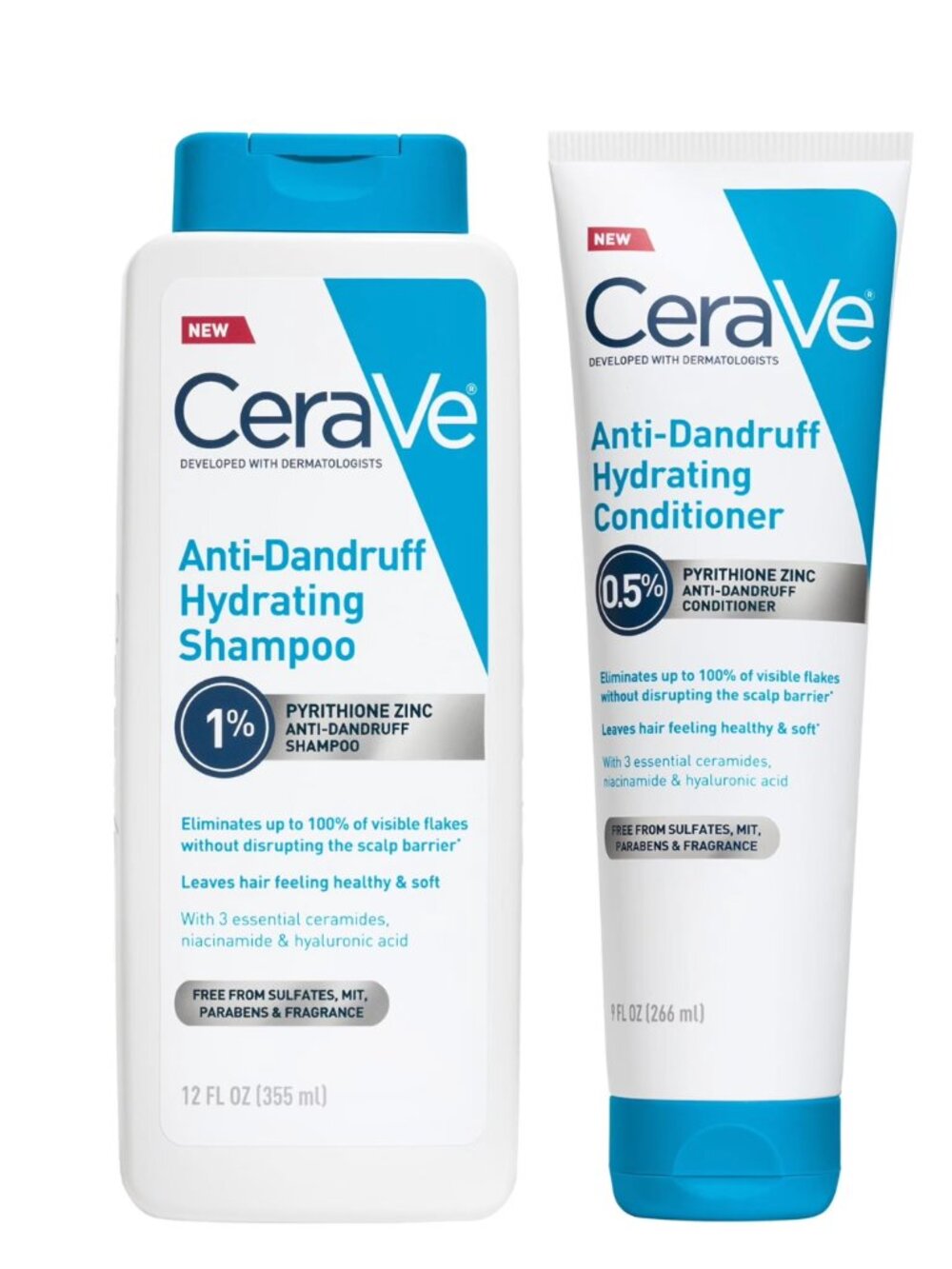 CeraVe Hydrating Anti-Dandruff Shampoo & Conditioner, Fragrance Paraben & Sulf